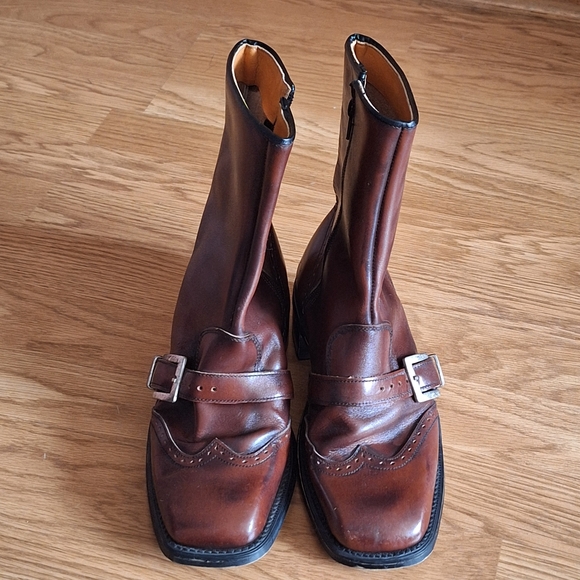 VTG JOHN FLUEVOG MADE IN ENGLAND BROWN LEATHER BOOTS UNISEX - Picture 4 of 11